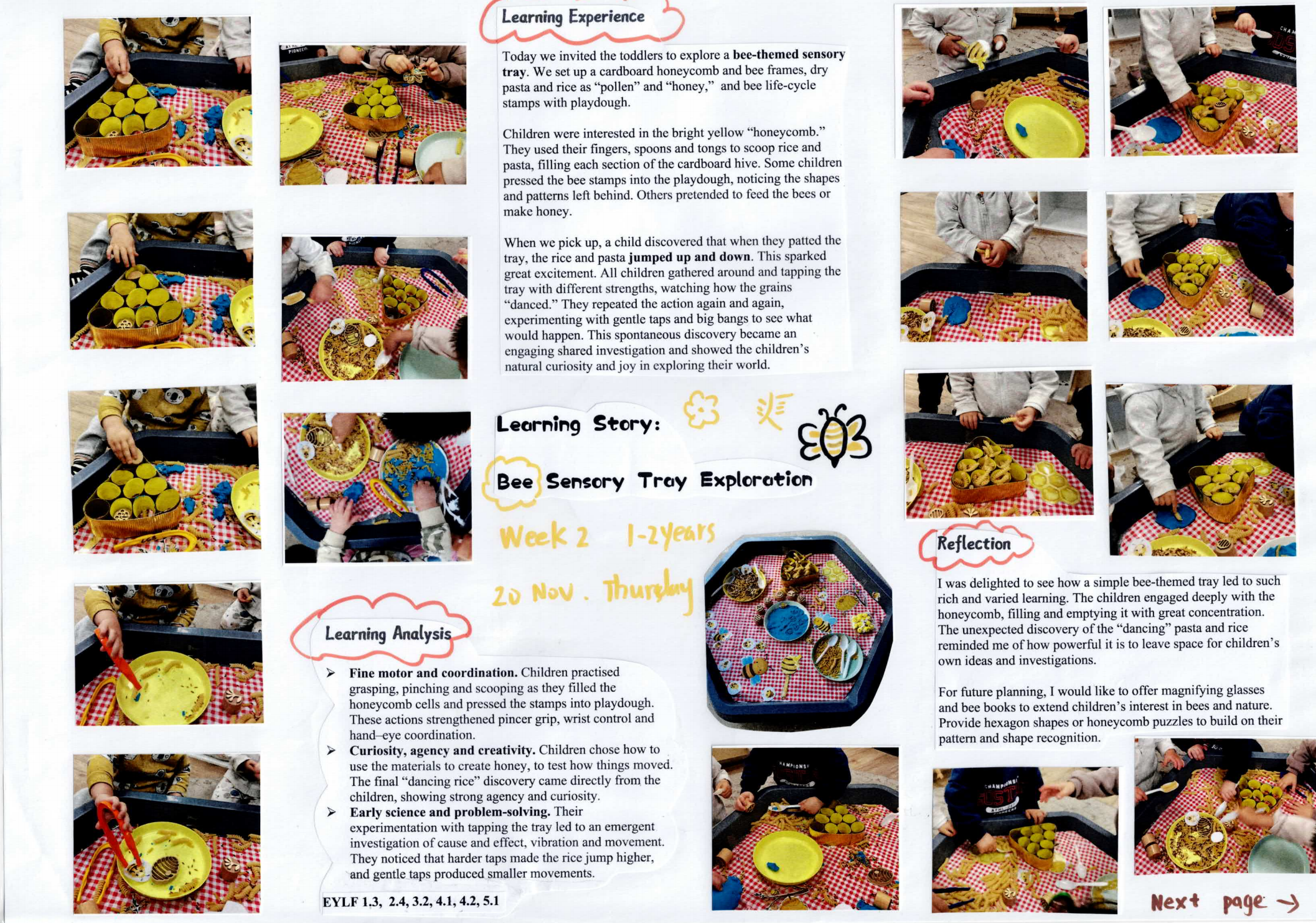 Figure 2. Learning Story documenting the Bee Sensory Inquiry.