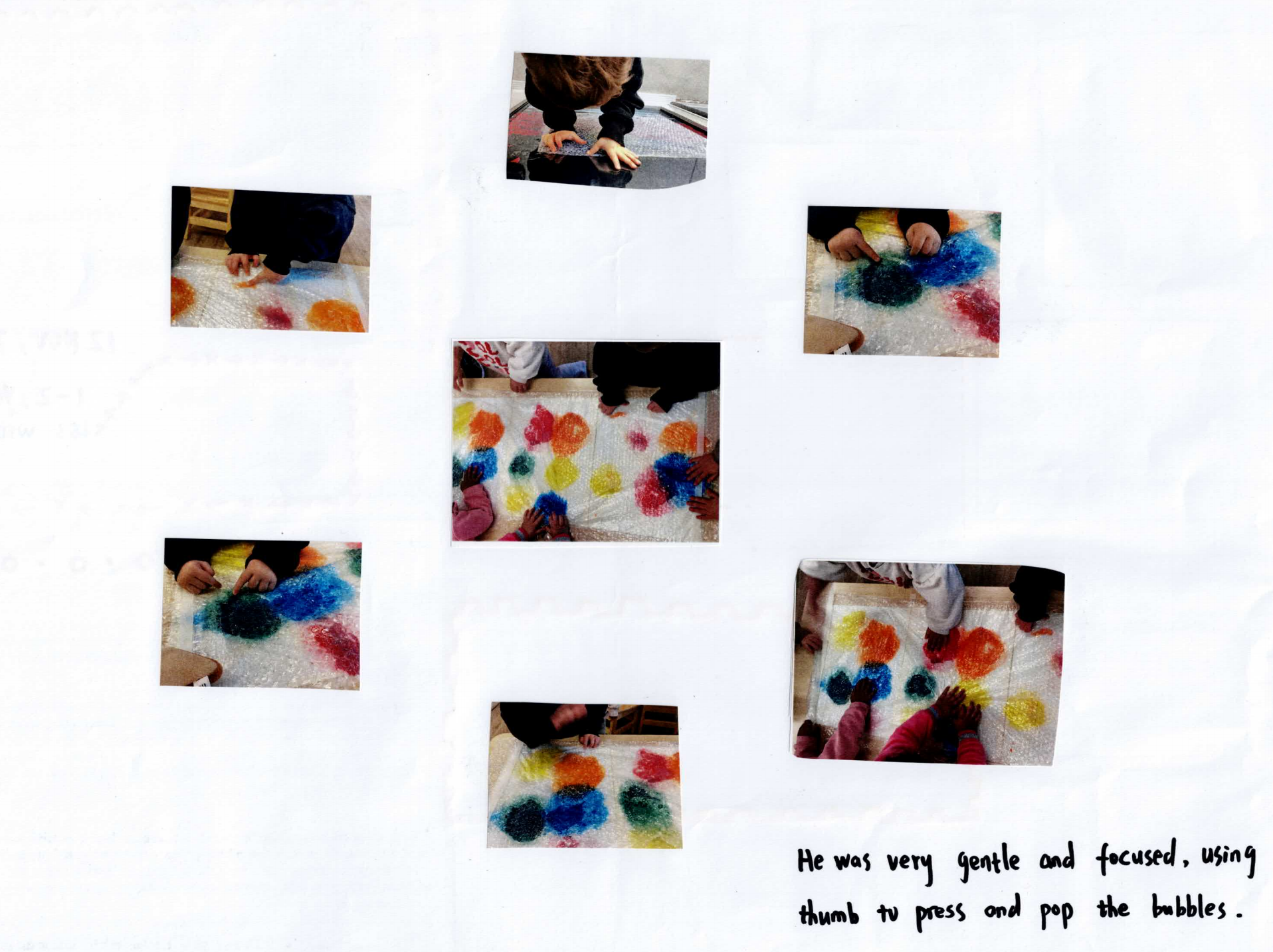 Figure 5. Continuing the bubble wrap investigation during outdoor play.